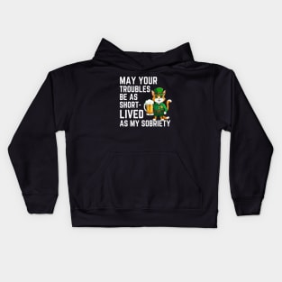 Cat with Beer Funny St Paddy Design Kids Hoodie